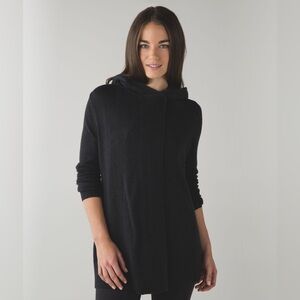 Lululemon Peace of Mind Hooded Open Cardigan Wrap Sz Medium Grey-Black
